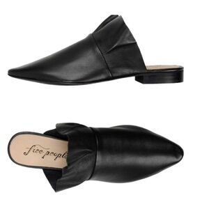 Free People Sienna Genuine Leather Ruffled Slip On Mules